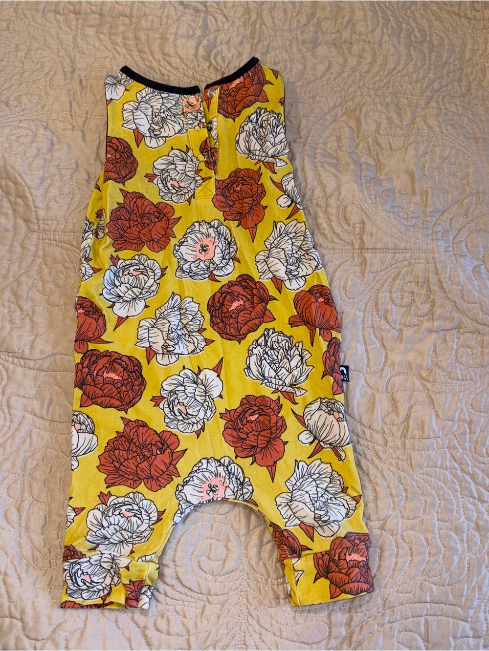 Rags to Raches Yellow Floral Sleeveless One-Piece Romper